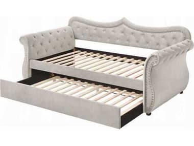 Acme Furniture Adkins Beige Linen Rubberwood Upholstered Twin Daybed Bed ACF39430