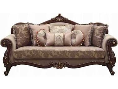 Acme Furniture Mehadi Velvet Walnut Beige Upholstered Sofa ACF50690