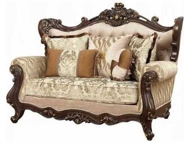 Acme Furniture Fabric Walnut Beige Upholstered Loveseat ACF51051