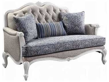 Acme Furniture Ciddrenar Fabric White Gray Upholstered Loveseat ACF54311