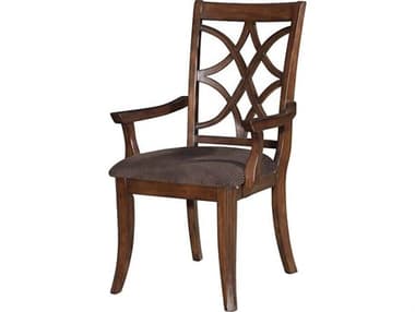 Acme Furniture Keenan Poplar Wood Brown Microfiber Upholstered Arm Dining Chair Set of 2 ACF60258