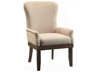 Acme Furniture Landon Rubberwood Beige Upholstered Arm Dining Chair ACF60743