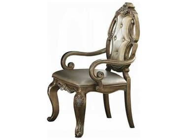 Acme Furniture Ragenardus Pine Wood Brown Faux Leather Arm Dining Chair Set of 2 ACF61293