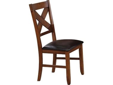 Acme Furniture Apollo Rubberwood Brown Faux Leather Armless Dining Chair Set of 2 ACF70003
