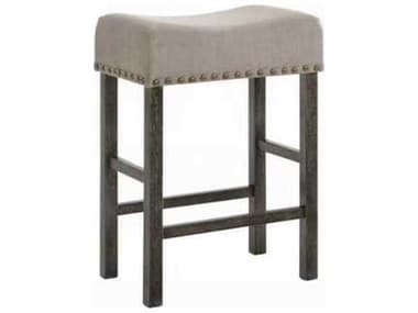 Acme Furniture Marta Tan Linen Weathered Gray Upholstered Rubberwood Counter Stool ACF73833