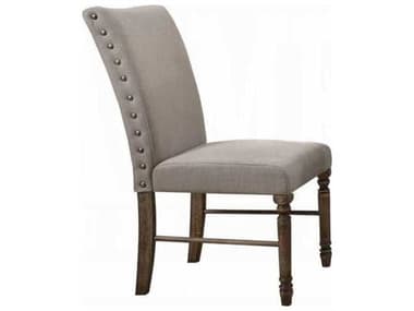 Acme Furniture Leventis Rubberwood Beige Upholstered Armless Dining Chair Set of 2 ACF74657