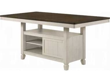 Acme Furniture Tasnim Rectangular Wood Oak Antique White Dining Table ACF77180