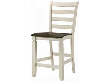 Acme Furniture Tasnim Tan Fabric Antique White Rubberwood Counter Stool ACF77182