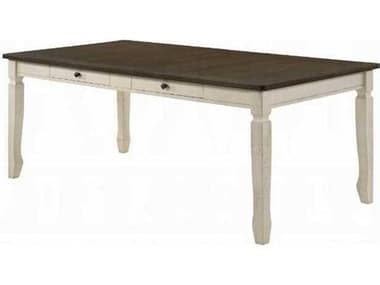 Acme Furniture Fedele Rectangular Wood Weathered Oak Cream Dining Table ACF77190