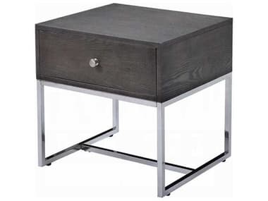 Acme Furniture Iban Square Wood Gray Oak Chrome End Table ACF81172