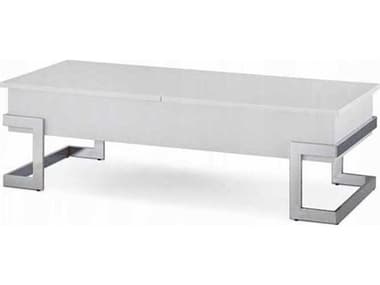 Acme Furniture Calnan Rectangular Wood White High Gloss Chrome Coffee Table ACF81850