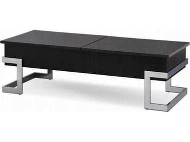 Acme Furniture Calnan Rectangular Wood Black High Gloss Chrome Coffee Table ACF81855