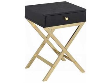 Acme Furniture Coleen Rectangular Wood Black Brass End Table ACF82296