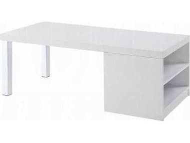 Acme Furniture Harta Rectangular Wood White High Gloss Chrome Coffee Table ACF82330