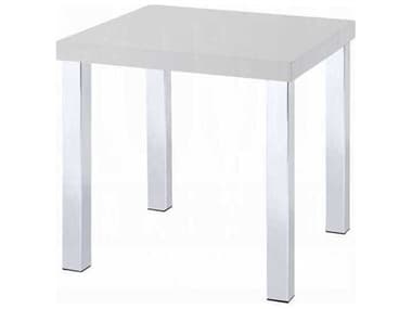 Acme Furniture Harta Square Wood White High Gloss Chrome End Table ACF82332