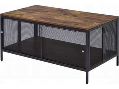 Acme Furniture Rectangular Wood Antique Oak Black Coffee Table ACF82780