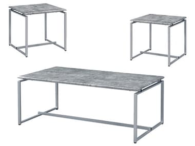 Acme Furniture Jurgen Rectangular Faux Concrete Top Silver End Table ACF83235