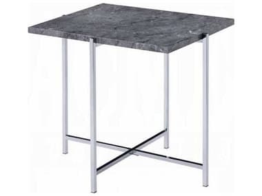 Acme Furniture Adelae Square Faux Marble Engineered Stone Top Chrome End Table ACF83937