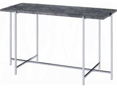 Acme Furniture Adelae Rectangular Faux Marble Engineered Stone Top Chrome End Table ACF83939