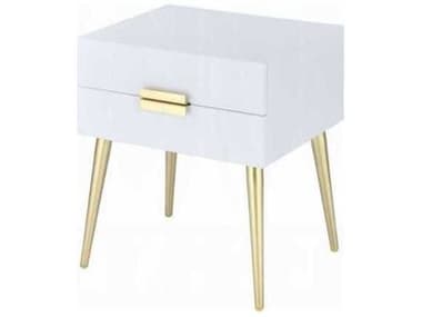 Acme Furniture Denvor Rectangular Wood White Gold End Table ACF84496