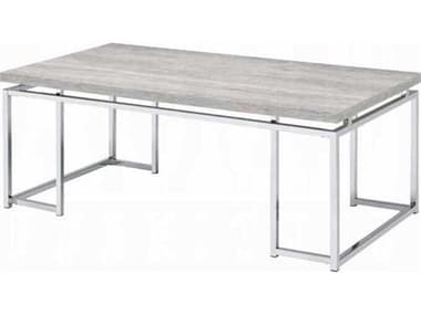 Acme Furniture Chafik Rectangular Wood Natural Oak Chrome Coffee Table ACF85370