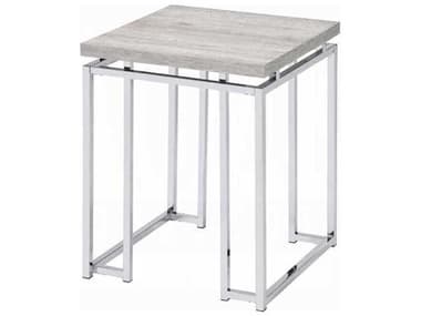 Acme Furniture Chafik Square Wood Natural Oak Chrome End Table ACF85372
