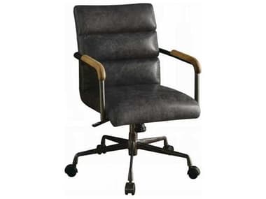 Acme Furniture Harith Black Leather Adjustable Swivel Task Office Chair ACF92415