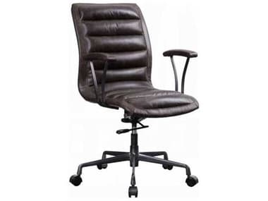 Acme Furniture Brown Leather Adjustable Swivel Computer Office Chair ACF92558