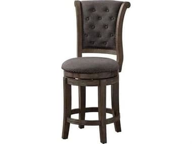 Acme Furniture Glison Charcoal Fabric Walnut Upholstered Swivel Rubberwood Counter Stool ACF96456