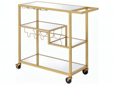 Acme Furniture Glass Champagne Mirror Bar Cart ACF98354