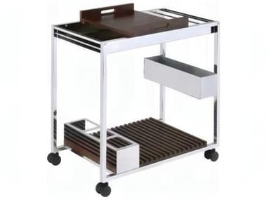 Acme Furniture Wood Silver Chrome Bar Cart ACF98420