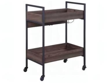 Acme Furniture Wood Brown Walnut Black Bar Cart ACFAC00326