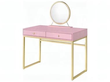 Acme Furniture Coleen Pink Gold Vanity Table ACFAC00668