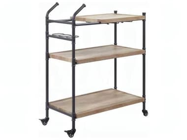 Acme Furniture Brantley Wood Brown Oak Sandy Black Bar Cart ACFAC00754