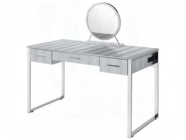 Acme Furniture Myles Antique White Chrome Vanity Table ACFAC00840