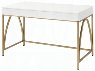 Acme Furniture Lightmane White High Gloss Gold Vanity Table ACFAC00900