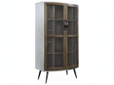 Acme Furniture Brancaster Plywood Oak Aluminum Display Cabinet ACFAC02587