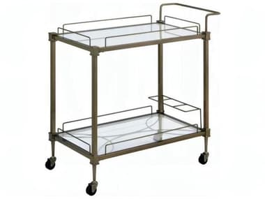 Acme Furniture Aditya Glass Mirror Antique Brass Bar Cart ACFAC02597