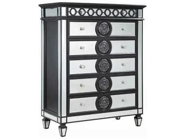 Acme Furniture Varian Mirrored Black Silver Pine Wood Accent Chest ACFBD00588
