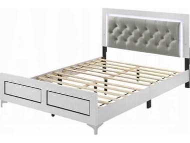 Acme Furniture Casilda Gray Synthetic Leather White Poplar Wood Queen Panel Bed ACFBD00644Q