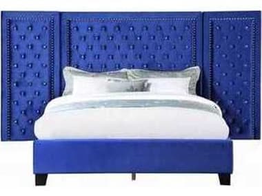 Acme Furniture Damazy Blue Velvet Plywood Upholstered King Platform Bed ACFBD00972EK