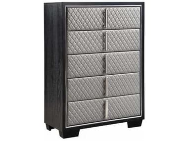 Acme Furniture Silver Synthetic Leather Black Poplar Wood Accent Chest ACFBD01431