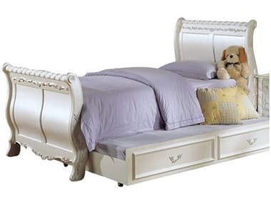 Acme Furniture Pearl White Solid Wood Twin Sleigh Bed ACFBD02427T