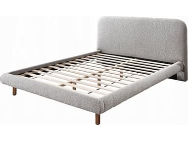 Acme Furniture Cleo Gray Boucle Rubberwood Upholstered Queen Platform Bed ACFBD02472Q