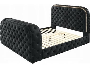 Acme Furniture Kana Black Upholstery Velvet Upholstered Queen Panel Bed ACFBD03122Q