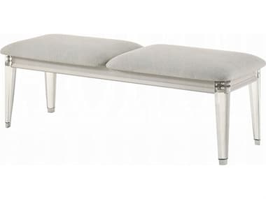 Acme Furniture Laveda Light Gray Boucle Pearl White Upholstered Accent Bench ACFBD03797