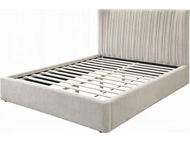 Acme Furniture Loren Beige Linen Rubberwood Upholstered Queen Platform Bed ACFBD04572Q