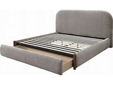 Acme Furniture Ollya Gray Linen Rubberwood Upholstered Queen Platform Bed ACFBD04592Q