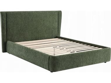 Acme Furniture Cheryl Dark Green Chenille Poplar Wood Upholstered Queen Platform Bed ACFBD05452Q