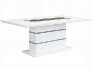 Acme Furniture Elizaveta Rectangular Acrylic Faux Crystal Diamonds White High Gloss Dining Table ACFDN00814
